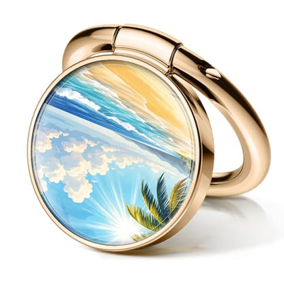 Cell Phone Ring Holder, Cute Metal Phone Grip Stand Finger Ring Kickstand, Flexible 360°Rotation Phone Tablet Case Accessories Compatible with Most Phones Tropical Beach Scene - color: Tropical Beach Scene