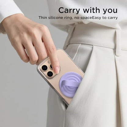Magnetic Phone Grip for MagSafe, Silicone Ring Grip, Lilac Purple - color: Lilac Purple