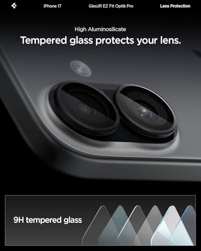 Spigen Camera Lens Protector for iPhone 17/16 Plus/16 - Black - color: Black