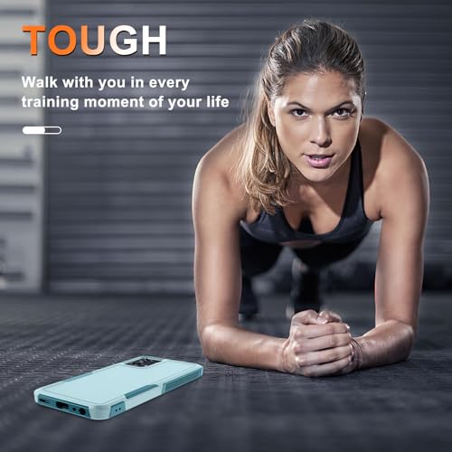 Case Compatible with Moto G 5G 2024, Full Body Heavy Duty Rugged Shockproof Protective Phone Cover with Lanyard Strap, Tempered Glass Screen Protector, Mint Green | with Tempered Glass Screen Protector+Lanyard Strap,Rugged Shockproof Protective Phone Case