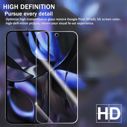 Screen Protector for Google Pixel 9 Pro XL, [2+2 Pack] Tempered Glass for Pixel 9 Pro XL & Camera Lens Protectors[Ultrasonic Fingerprint Unlock] [Case Friendly] [Bubble-Free] 6.8 Inches - size: Google Pixel 9 Pro XL