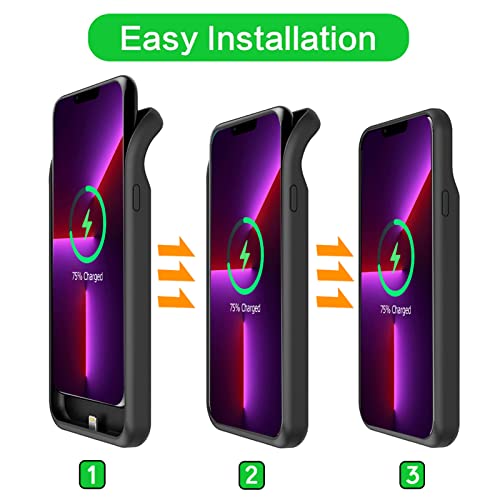 Battery Case for iPhone 13 Pro, Upgraded 10000mAh Battery Pack Rechargeable Charger Case with Carplay Wireless Charging Compatible for iPhone 13 Pro (6.1 inch) External Battery Charging Cover (Black) - size: iPhone 13 Pro