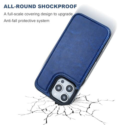 ONETOP for iPhone 16 Pro Max Wallet Case with Credit Card Holder,Blue | Kickstand,ID/Cash Holder,Case Wallet with Card Slots,Double Magnetic Clasp,Durable PU Leather Shockproof Cover for Women Men - color: Blue