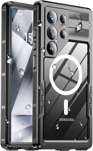for Samsung Galaxy S24 Ultra Waterproof Case, [Fit for Magsafe] [IP68 Water Proof] [Built-in Screen Protector], Magnetic Heavy Duty Military Grade Rugged Phone Case for S 24 Ultra 6.8", Black - color: Black, size: Samsung Galaxy S24 Ultra