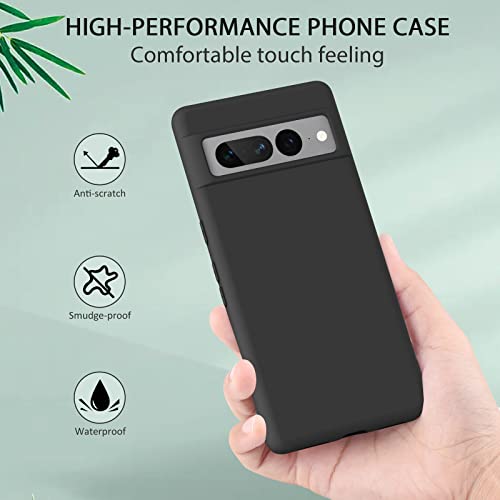 Silicone Phone Case Compatible with Google Pixel 7 Pro, Soft Protective Smart Phone Case for Women Men, Durable Anti-Scratch Shockproof Phone Cover Black