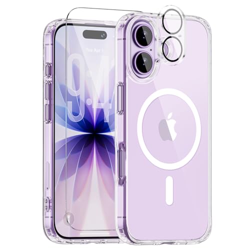 for iPhone 17 Case, Compatible with MagSafe, Magnetic Slim Cover, Anti-Yellowing & Shockproof, Full Camera Protection, Includes Screen & Lens Protectors, Clear Protective Case - color: Clear, size: iPhone 17