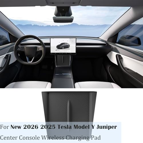 Wireless Charging Pad for 2025-2026 Tesla Model Y Juniper, Ultra-Thin Model Y Juniper Protective Silicone Mat Cover Accessories (Black) - color: Black