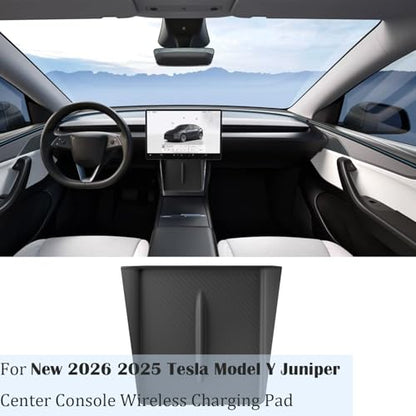 Wireless Charging Pad for 2025-2026 Tesla Model Y Juniper, Ultra-Thin Model Y Juniper Protective Silicone Mat Cover Accessories (Black) - color: Black