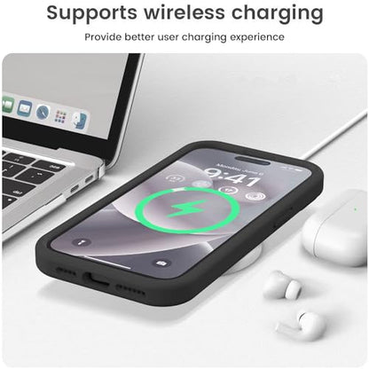 Vooii Compatible with iPhone 15 Pro Case, Upgrade Defender Liquid Silicone, [Enhanced Camera Protection] [Soft Anti-Scratch Microfiber Lining] Shockproof Phone Case iPhone 15 Pro 6.1 inch - Black - color: Black, size: iPhone 15 Pro