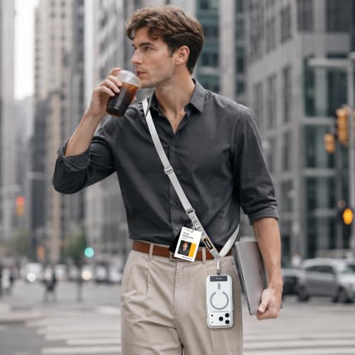 MAGEASY Rover iPhone Lanyard Crossbody with Tether Tab & Attachment Loop, Adjustable Anti Theft Phone Strap for Samsung Google Pixel Phone, 20mm Neck Shoulder Lanyard (Single Clip, Gray) - color: Gray, size: Single Clip