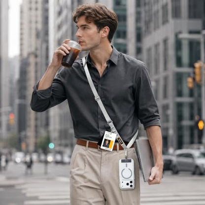 MAGEASY Rover iPhone Lanyard Crossbody with Tether Tab & Attachment Loop, Adjustable Anti Theft Phone Strap for Samsung Google Pixel Phone, 20mm Neck Shoulder Lanyard (Single Clip, Misty Blue) - color: Misty Blue, size: Single Clip