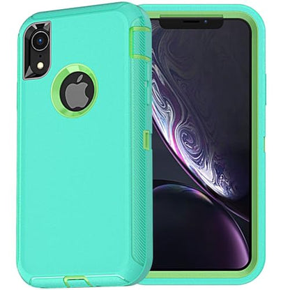 YmhxcY for iPhone XR Case Shockproof Dropproof Dust-Proof Drop Proof 3-Layer Durable Phone Case Heavy Duty Protection Phone Case Cover for Apple iPhone XR 6.1“ Aqua Blue and Lime Green - color: SF-Aqua Blue/Lime Green