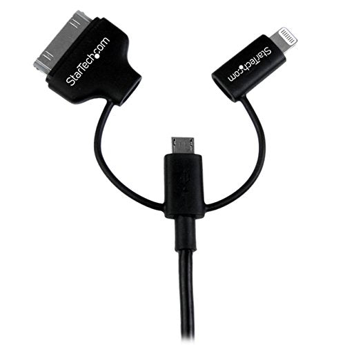 StarTech 3ft/1m Lightning, 30-pin Dock, Black (LTADUB1MB) - style: 8-pin lightning|micro-USB|30-pin dock