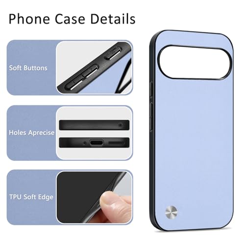 Case for Google Pixel 9 / Google Pixel 9 Pro, Anti-Fingerprint Faux Leather Back + Soft TPU Shockproof Durable Edges, Anti-Scratch Slim Fit Camera Protective Cover Phone Case (Gray) - color: Gray, size: Google Pixel 9/9 Pro