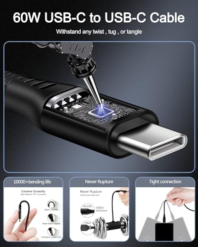 Super Fast Car Charger for Samsung Galaxy, 60w Dual-Port USB-C Car Charger