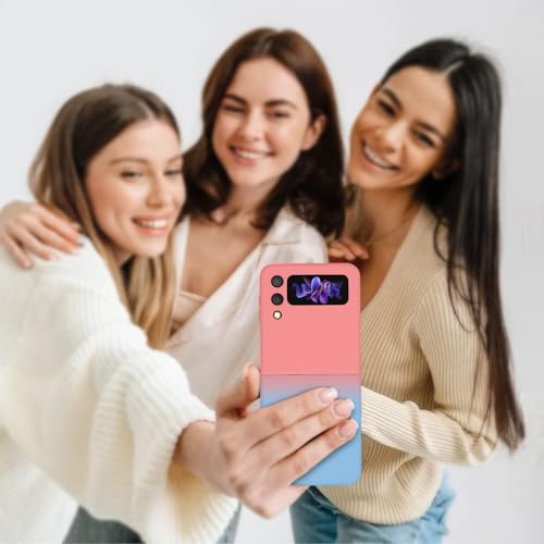 Compatible with Galaxy Z Flip 4 Case, Magnetic Gradient Color | Soft TPU Phone Cover with Camera Lens Protector Cover for Galaxy Z Flip 4 6.7 Inch, Pink to Blue Gradient(10-10) - color: Pink & Blue