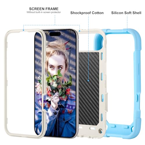 MARKILL Compatible with iPhone Air Case 6.5 Inch 2025 with 360 Degree Rotate Ring Stand, Military Grade Drop Protection Full Body Rugged Protective Case Kids - color: Ice Blue, size: iPhone Air 6.5"