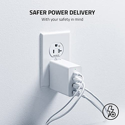 Razer USB-C 130W GaN Charger, 4 Ports, Super Fast Charging, White
