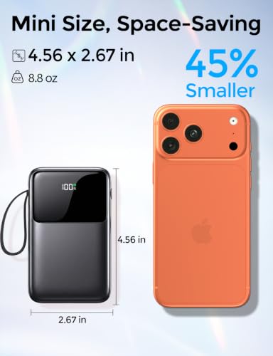 15000mAh Portable Charger Power Bank, Smaller Built-in 4 Cables White - color: White