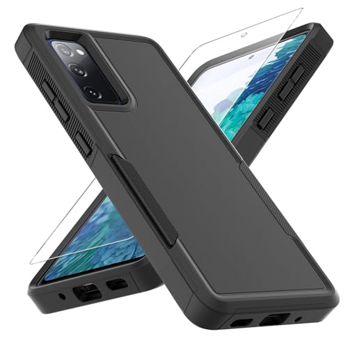 for Samsung Galaxy S20 FE 5G Case,[Military Grade Drop Tested] with HD Screen Protector,Dual Layer Protective Heavy Duty Cell Phone Cover Non-Slip Shockproof Rugged Case for Galaxy S20 FE 5G (Black) - color: Black