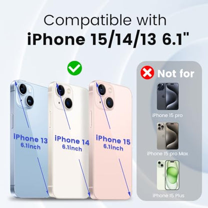 Compatible with iPhone 15/14/13 Phone Case, Dual Layer Shockproof Full Body Cover Military Grade Drop Protection Heavy Duty Phone Case for Women & Men (Black) - color: Black