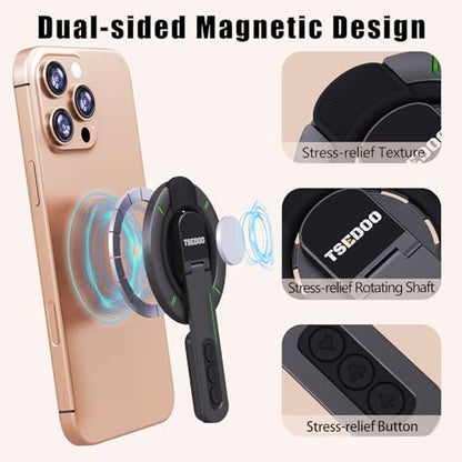 3-in-1 Magnetic Phone Grip Stand with 360° Roration Angle Adjustment, Silicone Finger Ring & Fidget Toy Design, Gym Dual-Sided Magnetic Phone Kickstand for All Phones - color: Grey