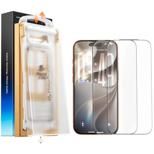 MAGIC JOHN 2 Pack AR Screen Protector for iPhone 17 pro with AR Anti Reflection [3D Full Coverage] Bubble Free and Auto Dust-Elimination, Easy Installation, 9H Military Grade HD Tempered Glass - size: iPhone 17 Pro 6.3inch