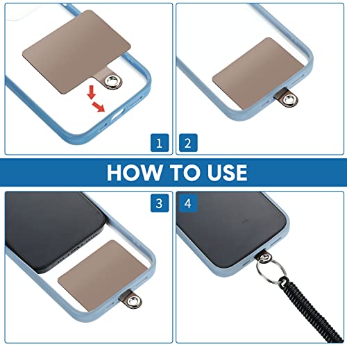 Konohan 4 Sets Phone Lanyard Tether with Patch - color: Black
