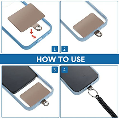 Konohan 4 Sets Phone Lanyard Tether with Patch - color: Black
