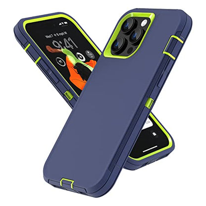 Sansunto Case for iPhone 14 Pro Max, Heavy Duty Defender Shockproof Protective Cover, Dual-Layer Rugged Bumper Phone Case, 6.7 inch (NavyLime) - color: NavyLime