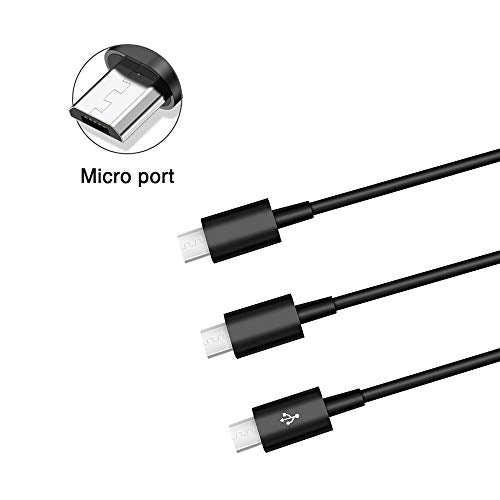 Duttek USB to Micro USB Splitter Cable, 3 in 1 USB 2.0 A Male to Three Micro USB Male 1 to 3 Sync Charging Cable Adapter Cord (25CM/10 Inch) - color: Black, style: 3 in 1