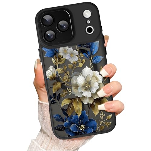 for iPhone 17 Pro Max Case Vintage Colorful Floral Black | [Compatible with Magsafe] Full Camera Protection for Women Girls Slim Shockproof Translucent Matte Magnetic Cover - color: Dark Floral/Black, size: iPhone 17 Pro