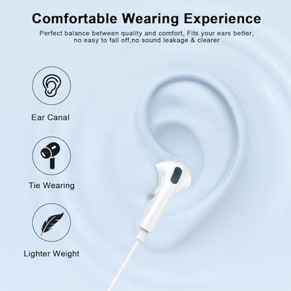[Apple MFi Certified] Wired Headphones for iPhone 14 13 12,Earbuds with Lightning Connector Built-in Mic & Volume Control HiFi Stereo Nosie Reduction Earphones Compatible with iPhone 13/11/XR/XS/X/8/7 - size: L