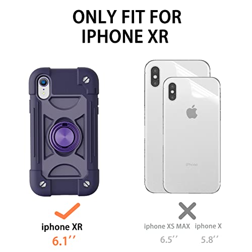 MARKILL Compatible with iPhone XR Case 6.1 Inch with Ring Stand, Heavy-Duty Military Grade Shockproof Phone Cover for iPhone XR 6.1. - color: Deep Purple, size: iPhone XR 6.1"