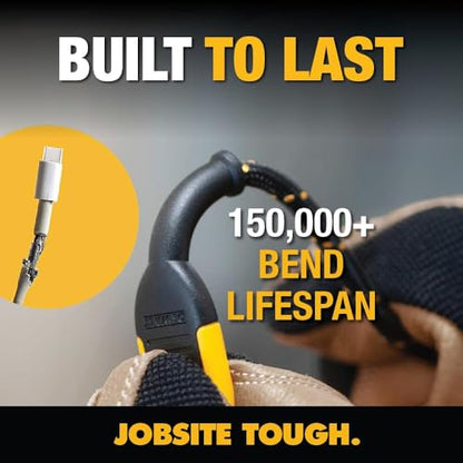 DEWALT Heavy Duty USB C Cable, Jobsite 60 Watt USB C Cable 10ft - size: 10 feet
