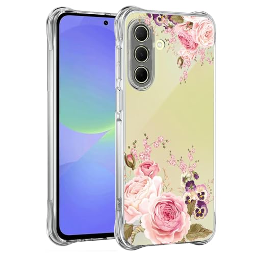 Phone Case for Galaxy A36 5G Case, for SamsungA36 SM-A366U Cases Girls Women, Slim Shockproof Clear Floral Pattern Flexible TPU Protective Cover for Samsung Galaxy A36 5G Rose Flower - color: Rose Flower
