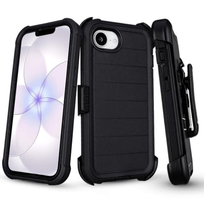 for Defender Phone Case iPhone 17e Case with Clip Holster Kickstand Black | for iPhone 17 e Case Heavy Duty iPhone17e Phone Case Rugged 2 Layers of Sturdy,Anti-Drop for Phone Case 17e Cases Protective - color: Black
