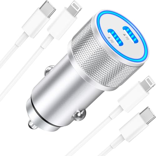 Apple MFi Certified iPhone Car Charger, 60W USB-C Fast Car Phone Charger - color: Silver