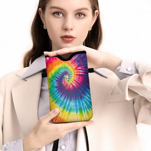 Universal Phone Sleeve Pouch with Crossbody Strap 7.6 X 4.3 Inches Shockproof Water Resistant Mobile Protection Bag-Tie Dye Neoprene Phone Pouch Bag - color: Tie Dye-Phone Pouch