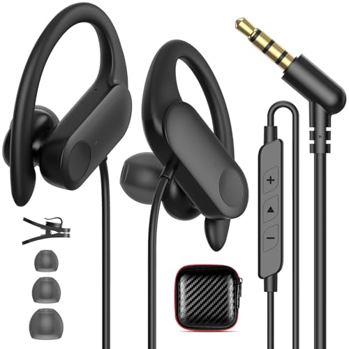 3.5mm Wired Earbuds with Jack Plug in Anti-Drop Over-Ear Hooks Headphones