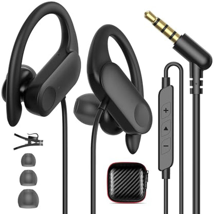 3.5mm Wired Earbuds with Jack Plug in Anti-Drop Over-Ear Hooks Headphones