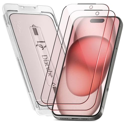 2-Pack Red Light Converter Screen Protector for iPhone 16/15, Quantum Dot Technology Converts Blue Light to Red Light for Better Sleep & Eye Comfort, 9H Tempered Glass with Easy-Install Frame - size: iPhone 16/15