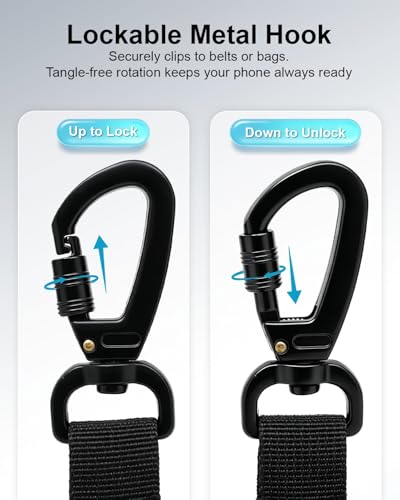 SUPBEE Anti-Theft Phone Strap, Retractable Steel Cable Phone Tether - color: 1 Pack- Matte Black