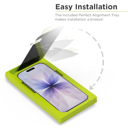PureGear Privacy Screen Protector for iPhone 17 (2025) 6.3", Full Edge-to-Edge Coverage, Self Alignment Installation Tray, Touch Sensitive, Case Friendly, Anti-Fingerprint Coating, Lifetime Replacement, Protect Your Privacy, Conceal Your Screen