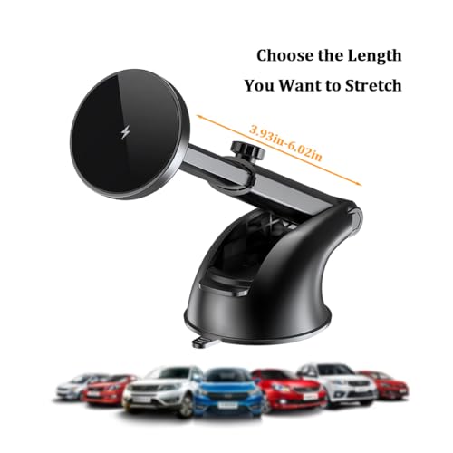 15W Car Mount Charger, Magnetic Wireless Suction Cup Vehicle Dashboard Cell Phone Holder with Air Vent Clip, Automotive Interior Windshield Smartphone Charger Mount, Universal Fit (Style D) - color: Style D