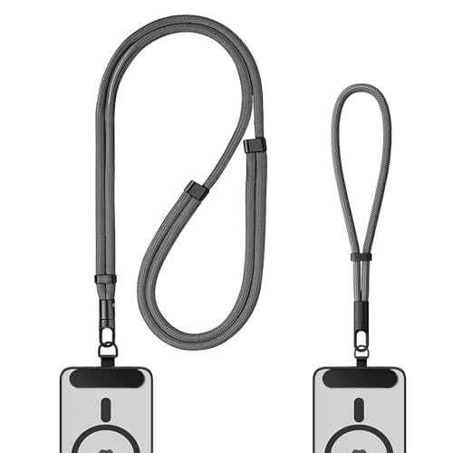 Shugahn Phone Lanyard 2 Pack - Anti-Theft Adjustable Cell Phone Crossbody Neck & Wrist Strap with 2 Metal Tabs, Secure Fit for Most phone Cases, (Fits iPhone/Samsung/Google) - color: Deep Gray
