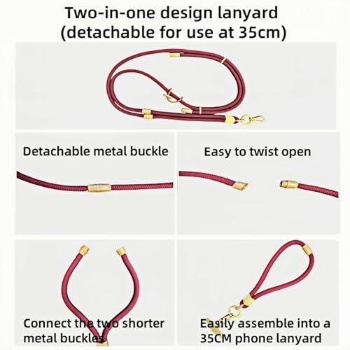 Cell Phone Lanyard,Adjustable Shoulder Crossbody Lanyard,Detachable Length Wrist Lanyard - color: Wine Red