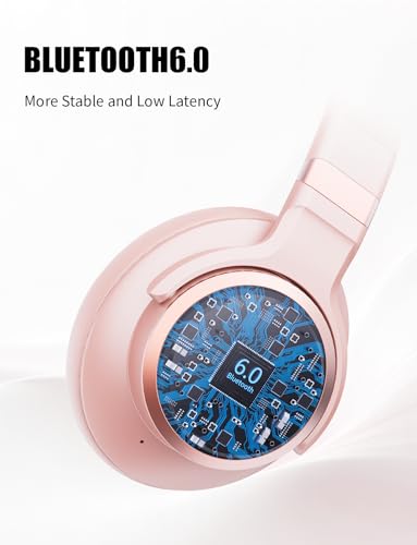 KVIDIO Hybrid Active Noise Cancelling Headphones Over Ear - color: Pink