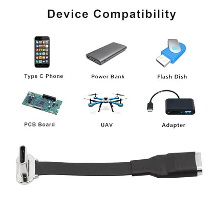 Right Angle USB C Flat Extension Cable 90 Degree USB C Male to Female Fast Charge Data Cord for Power Banks Phone(2.2in/55mm) - size: 2.2in/55mm