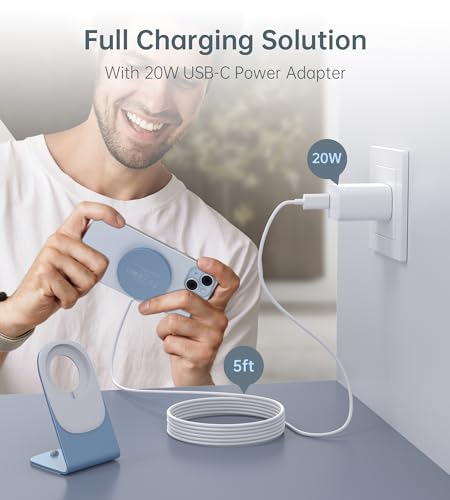 Magnetic Wireless Charger Stand + Charging Pad for iPhone Duo/18-12 Series - color: Blue